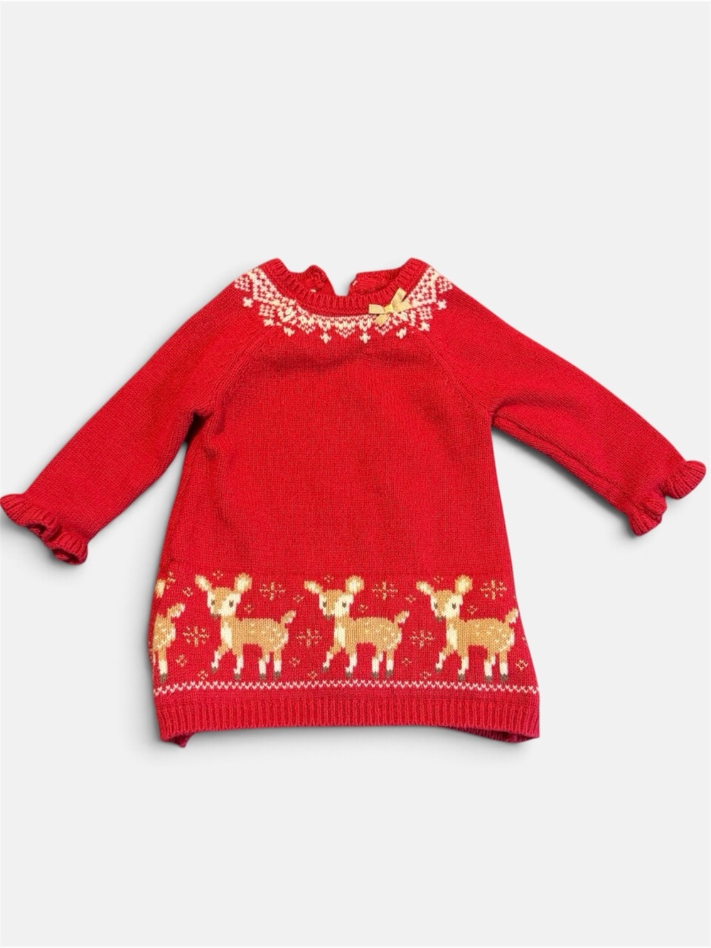 Red Kids Holiday Reindeer Knit Dress